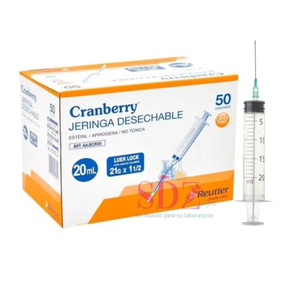 Jeringa 20ml C/A, Luer-Lock, 21G X 1 1/2